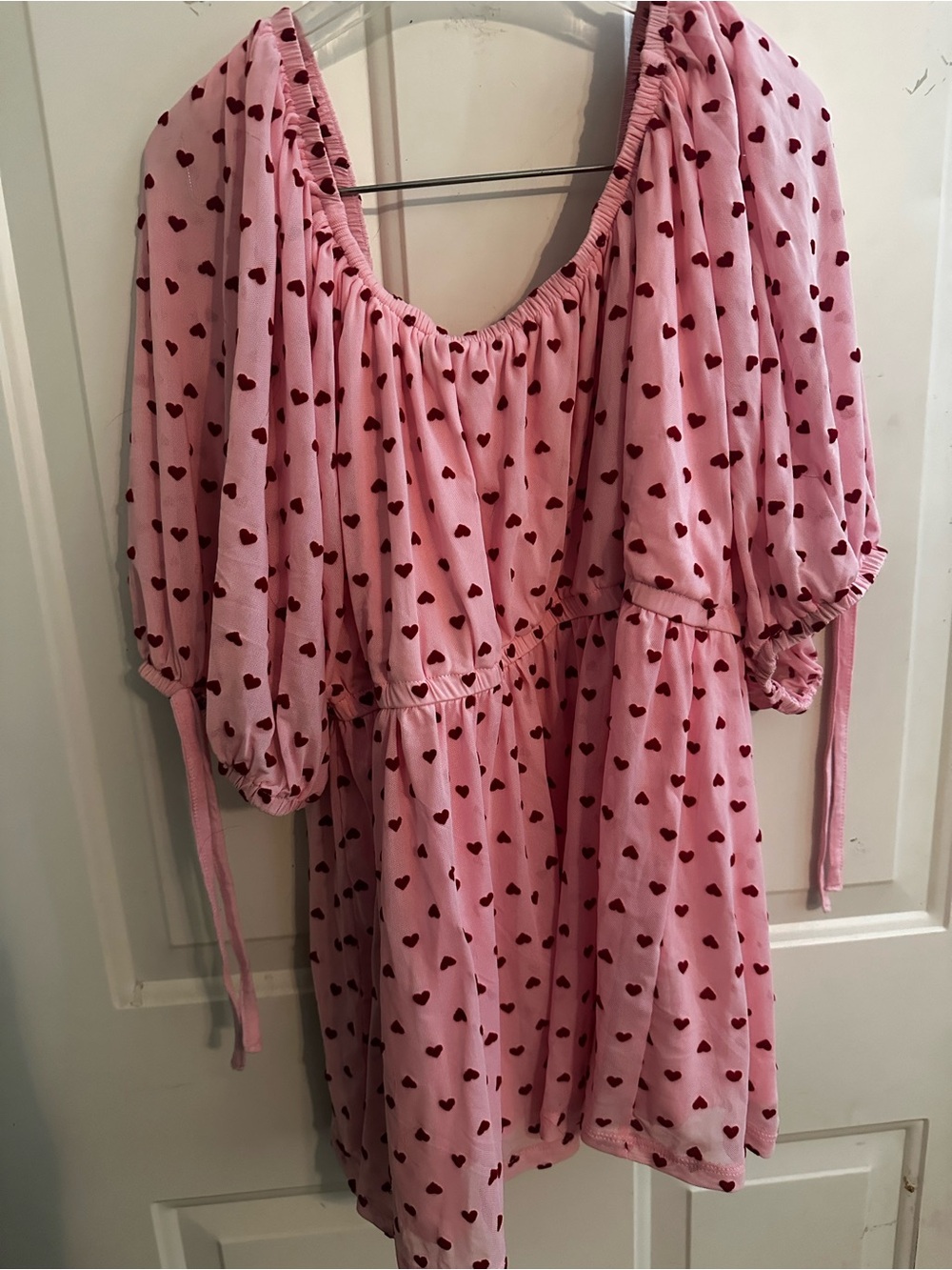 Torrid Pink Heart Print Top - Puff Sleeve Size 1